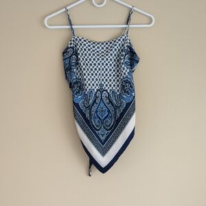 16" Pit-to-pit Blue Scarf Top Adjustable Straps